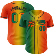 Load image into Gallery viewer, Custom Orange Kelly Green Yellow-Black Authentic Gradient Fashion Baseball Jersey