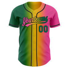 Charger l'image dans la galerie, Custom Pink Kelly Green Yellow-Black Authentic Gradient Fashion Baseball Jersey