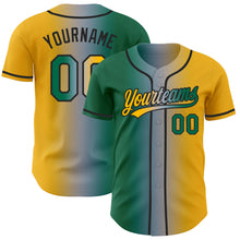 Laden Sie das Bild in den Galerie-Viewer, Custom Gold Kelly Green Gray-Black Authentic Gradient Fashion Baseball Jersey