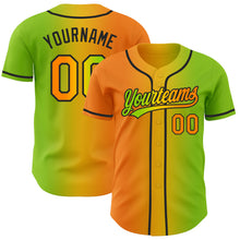 Load image into Gallery viewer, Custom Neon Green Bay Orange Yellow-Black Authentic Gradient Fashion Baseball Jersey