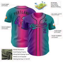 Загрузить изображение в средство просмотра галереи, Custom Teal Purple Pink-Black Authentic Gradient Fashion Baseball Jersey