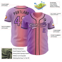 Load image into Gallery viewer, Custom Light Purple Medium Purple Medium Pink-Black Authentic Gradient Fashion Baseball Jersey