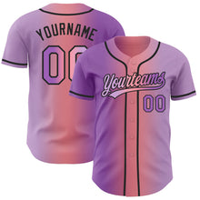 Load image into Gallery viewer, Custom Light Purple Medium Purple Medium Pink-Black Authentic Gradient Fashion Baseball Jersey