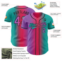 Load image into Gallery viewer, Custom Aqua Medium Purple Neon Pink-Black Authentic Gradient Fashion Baseball Jersey
