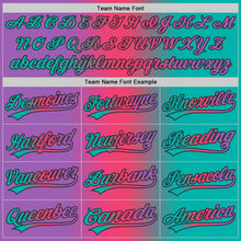 Load image into Gallery viewer, Custom Aqua Medium Purple Neon Pink-Black Authentic Gradient Fashion Baseball Jersey