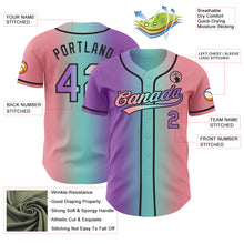 Laden Sie das Bild in den Galerie-Viewer, Custom Medium Pink Medium Purple Ice Blue-Black Authentic Gradient Fashion Baseball Jersey