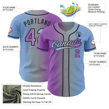 Laden Sie das Bild in den Galerie-Viewer, Custom Light Blue Medium Purple Gray-Black Authentic Gradient Fashion Baseball Jersey
