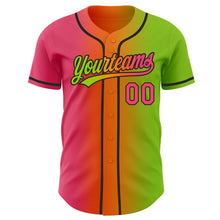 Загрузить изображение в средство просмотра галереи, Custom Neon Green Neon Pink Bay Orange-Black Authentic Gradient Fashion Baseball Jersey