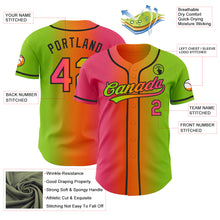 Загрузить изображение в средство просмотра галереи, Custom Neon Green Neon Pink Bay Orange-Black Authentic Gradient Fashion Baseball Jersey