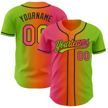 Загрузить изображение в средство просмотра галереи, Custom Neon Green Neon Pink Bay Orange-Black Authentic Gradient Fashion Baseball Jersey