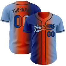 Laden Sie das Bild in den Galerie-Viewer, Custom Light Blue Royal Orange-Black Authentic Gradient Fashion Baseball Jersey