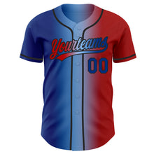Load image into Gallery viewer, Custom Red Royal Light Blue-Black Authentic Gradient Fashion Baseball Jersey