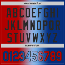 Load image into Gallery viewer, Custom Red Royal Light Blue-Black Authentic Gradient Fashion Baseball Jersey
