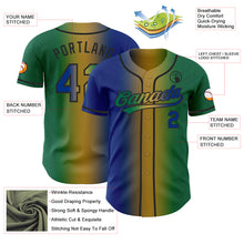 Загрузить изображение в средство просмотра галереи, Custom Kelly Green Royal Old Gold-Black Authentic Gradient Fashion Baseball Jersey