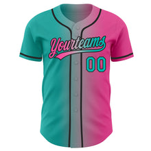 Load image into Gallery viewer, Custom Pink Aqua Gray-Black Authentic Gradient Fashion Baseball Jersey