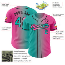 Load image into Gallery viewer, Custom Pink Aqua Gray-Black Authentic Gradient Fashion Baseball Jersey