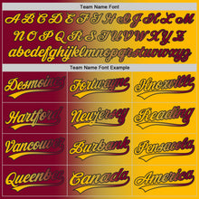 Laden Sie das Bild in den Galerie-Viewer, Custom Gold Maroon Old Gold-Black Authentic Gradient Fashion Baseball Jersey