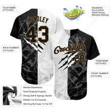 Load image into Gallery viewer, Custom Graffiti Pattern Black-Old Gold 3D Authentic Baseball Jersey