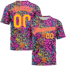 Charger l'image dans la galerie, Custom Graffiti Pattern Gold-Pink 3D Colorful Leopard Performance T-Shirt