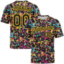 Charger l'image dans la galerie, Custom Graffiti Pattern Black-Gold 3D Grunge Shabby Performance T-Shirt
