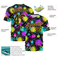 Charger l'image dans la galerie, Custom Graffiti Pattern Black-Gold 3D Neon Splatter Performance T-Shirt