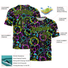 Charger l'image dans la galerie, Custom Graffiti Pattern Black-Neon Green 3D Neon Splatter Performance T-Shirt