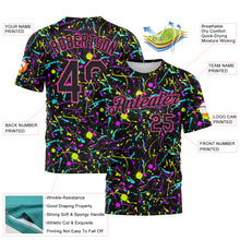 Загрузить изображение в средство просмотра галереи, Custom Graffiti Pattern Black-Pink 3D Neon Splatter Performance T-Shirt