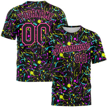Загрузить изображение в средство просмотра галереи, Custom Graffiti Pattern Black-Pink 3D Neon Splatter Performance T-Shirt