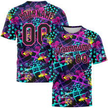 Charger l'image dans la galerie, Custom Graffiti Pattern Black-Pink 3D Creative Hearts Stars Geometric Figures Performance T-Shirt