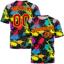 Charger l'image dans la galerie, Custom Graffiti Pattern Red-Gold 3D Colorful Splattered Messy Art Ink Paintbrush Drawing Performance T-Shirt