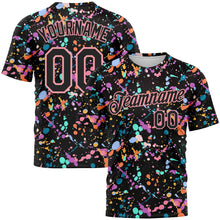 Charger l'image dans la galerie, Custom Graffiti Pattern Black-Medium Pink 3D Expressive Splatter Performance T-Shirt