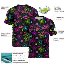 Charger l'image dans la galerie, Custom Graffiti Pattern Black-Pink 3D Creative Colorful Stars Performance T-Shirt