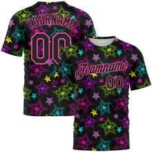 Charger l'image dans la galerie, Custom Graffiti Pattern Black-Pink 3D Creative Colorful Stars Performance T-Shirt