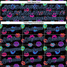 Charger l'image dans la galerie, Custom Graffiti Pattern Black-Light Blue 3D Dots And Kiss Lips Performance T-Shirt