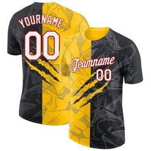 Charger l'image dans la galerie, Custom Graffiti Pattern Black Yellow-Red Scratch 3D Performance T-Shirt
