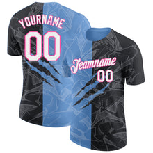Charger l'image dans la galerie, Custom Graffiti Pattern Black Light Blue-Pink Scratch 3D Performance T-Shirt