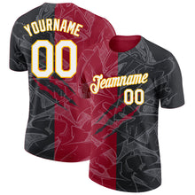 Charger l'image dans la galerie, Custom Graffiti Pattern Black Crimson-Gold Scratch 3D Performance T-Shirt