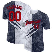 Charger l'image dans la galerie, Custom Graffiti Pattern Red-Navy Scratch 3D Performance T-Shirt