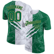 Charger l'image dans la galerie, Custom Graffiti Pattern Kelly Green-Old Gold Scratch 3D Performance T-Shirt