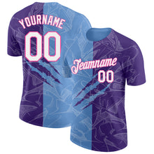 Charger l'image dans la galerie, Custom Graffiti Pattern Purple Light Blue-Pink Scratch 3D Performance T-Shirt