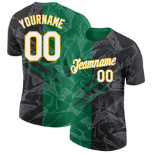 Charger l'image dans la galerie, Custom Graffiti Pattern Black Kelly Green-Gold Scratch 3D Performance T-Shirt