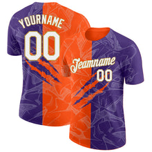 Charger l'image dans la galerie, Custom Graffiti Pattern Purple Orange-Old Gold Scratch 3D Performance T-Shirt