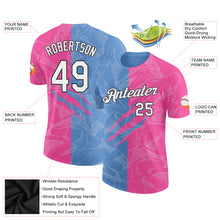 Charger l'image dans la galerie, Custom Graffiti Pattern Pink Light Blue-Black Scratch 3D Performance T-Shirt