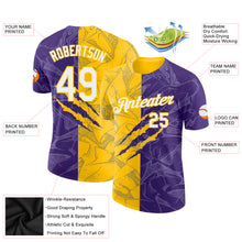 Charger l'image dans la galerie, Custom Graffiti Pattern Purple-Yellow Scratch 3D Performance T-Shirt