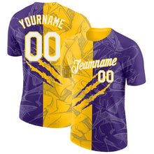 Charger l'image dans la galerie, Custom Graffiti Pattern Purple-Yellow Scratch 3D Performance T-Shirt