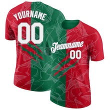 Charger l'image dans la galerie, Custom Graffiti Pattern Red Kelly Green-Gray Scratch 3D Performance T-Shirt