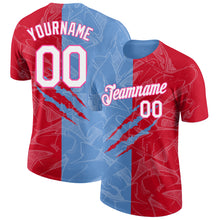 Charger l'image dans la galerie, Custom Graffiti Pattern Red Light Blue-Pink Scratch 3D Performance T-Shirt