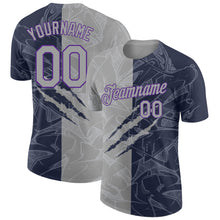 Charger l'image dans la galerie, Custom Graffiti Pattern Gray Navy-Purple Scratch 3D Performance T-Shirt