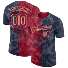 Charger l'image dans la galerie, Custom Graffiti Pattern Crimson Navy-Cream Scratch 3D Performance T-Shirt