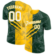 Charger l'image dans la galerie, Custom Graffiti Pattern Green-Yellow Scratch 3D Performance T-Shirt